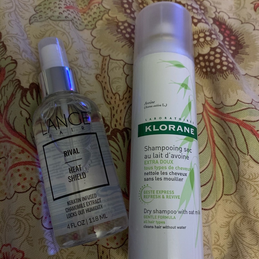 Lange heat shield and Klorane dry shampoo .
